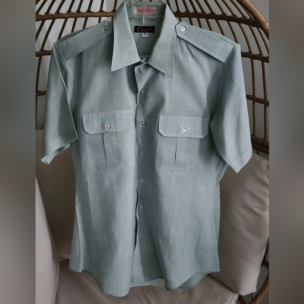Citadel Vintage USA Military Men's Short Sleeve Wool/Polyester Blend Size 16 - Picture 2 of 12